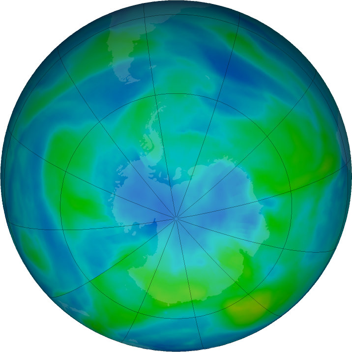 Antarctic ozone map for 12 April 2020